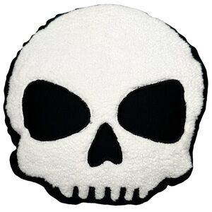 🎃 Killstar Cushion Pillow 13.7” Cranium Skull Black White Plush Throw